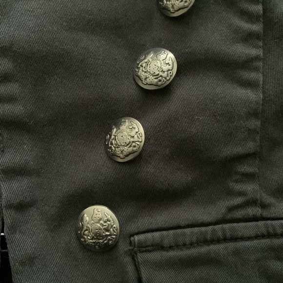 Free People Light Distressed Washed Black Military Jacket - Picture 2 of 12